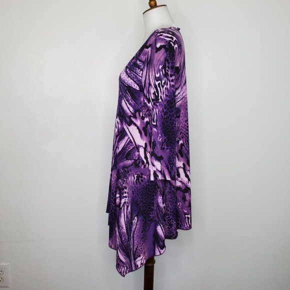 Attitudes by Renee' Purple Dopamine Irregular Hemline Tunic Top Size XS - Picture 5 of 14